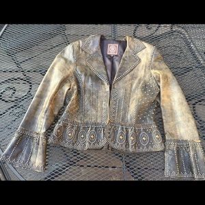 Double D Ranch studded leather peplum jacket